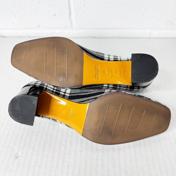 Michele Lopriore Heels Size 36‎ Tartan Plaid Tweed Square Toe Women's - Picture 9 of 9